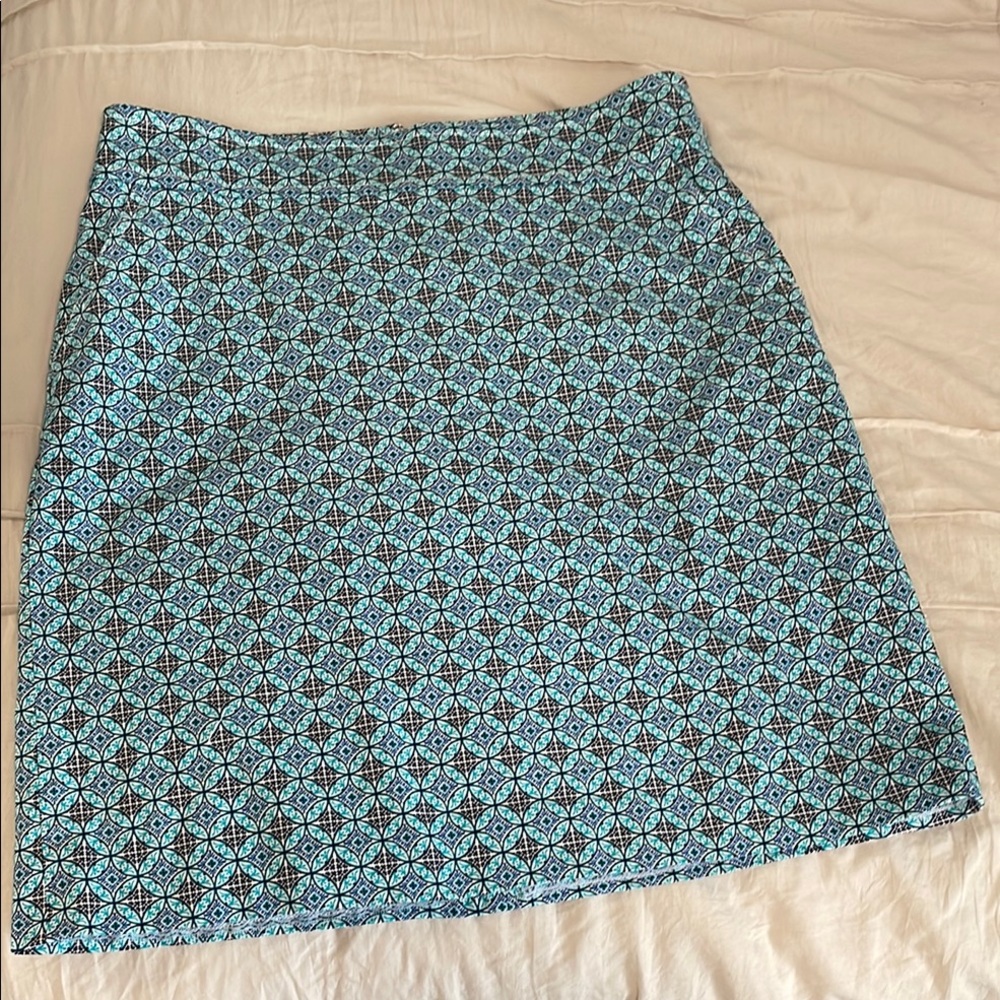 Talbots Blue Patterned Skirt, Size 12